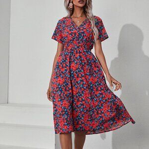 Women's floral print short-sleeved dress